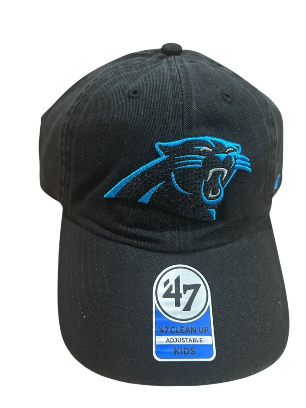 NWT Carolina Panthers Kids Adjustable Black 47 Clean Up Hat $25 MSRP